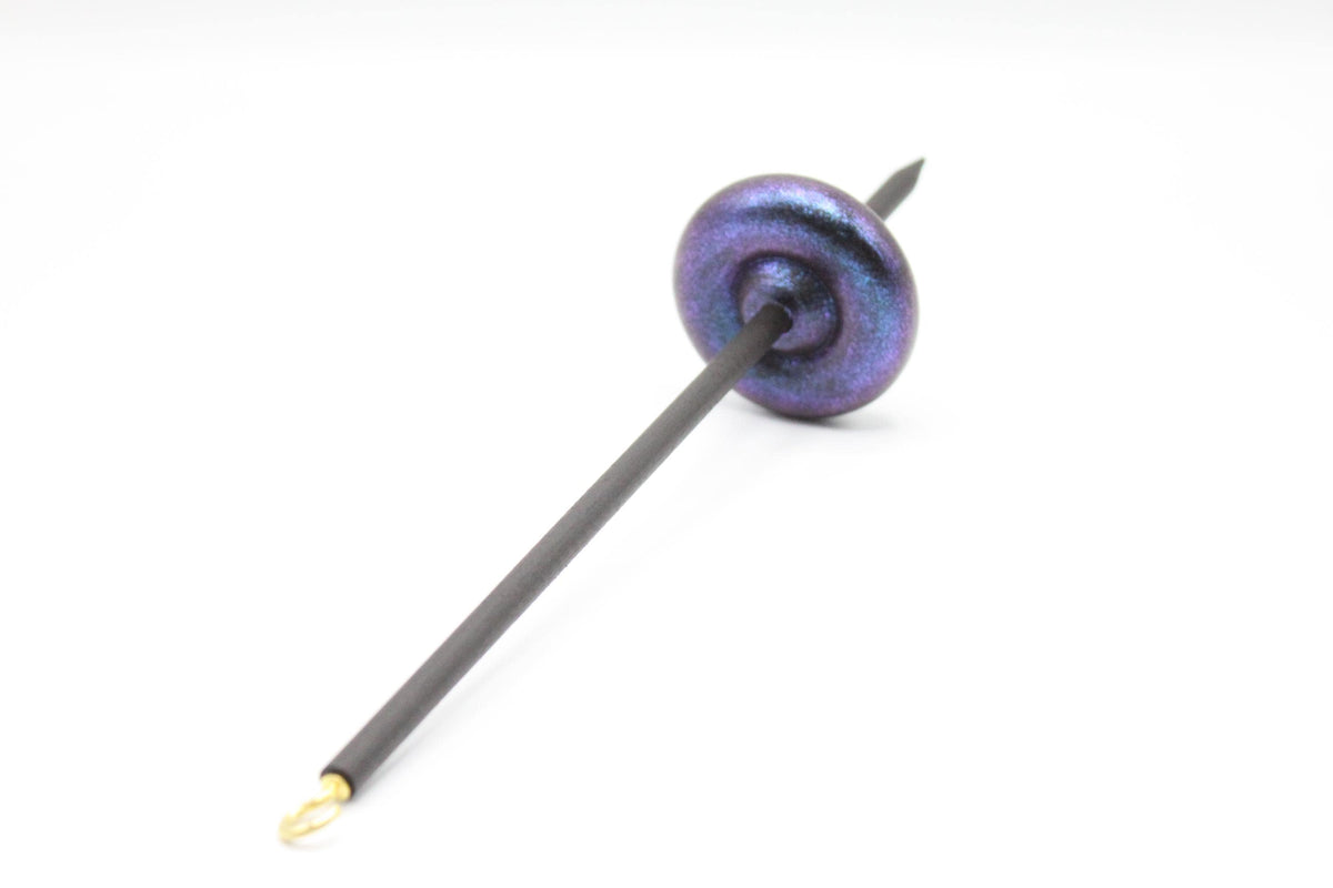 Beginner Learn To Spin Kit - Electric Night Midi Lace Weight Top or Bottom Drop Spindle - Red Violet Blue Shifting Colors - Berry Crush