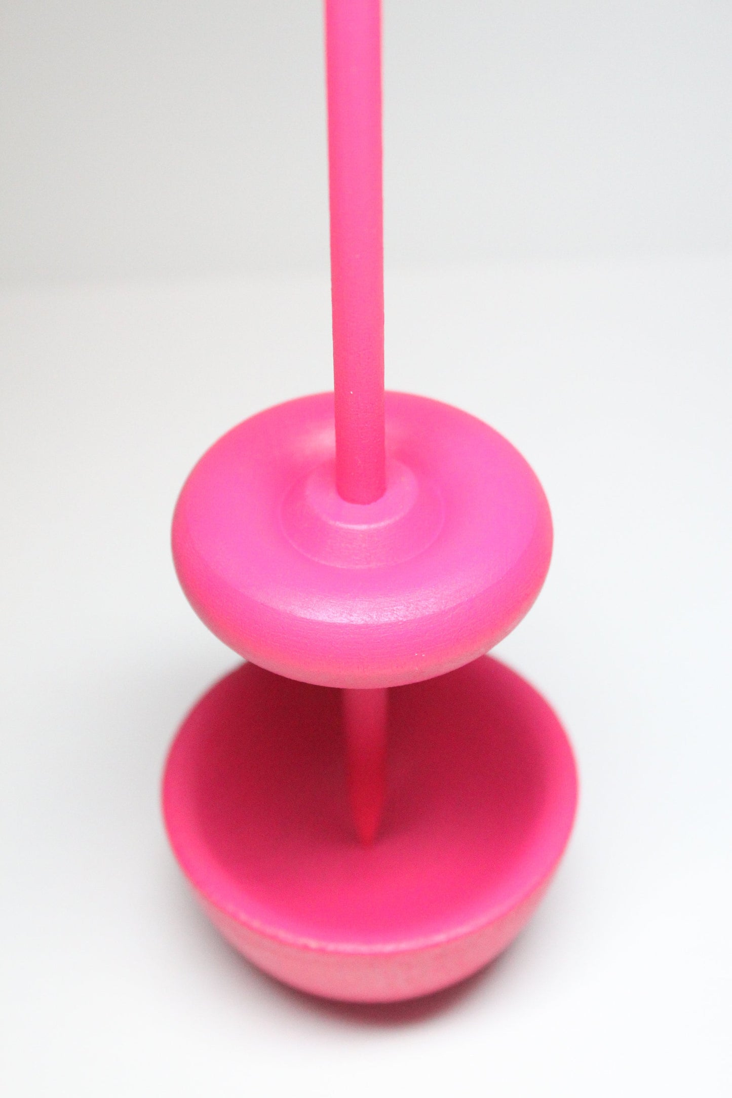 Hot Pink Supported Drop Spindle Spinning Set - Great For Beginners - Painted Bottom Whorl Spindle with Bowl