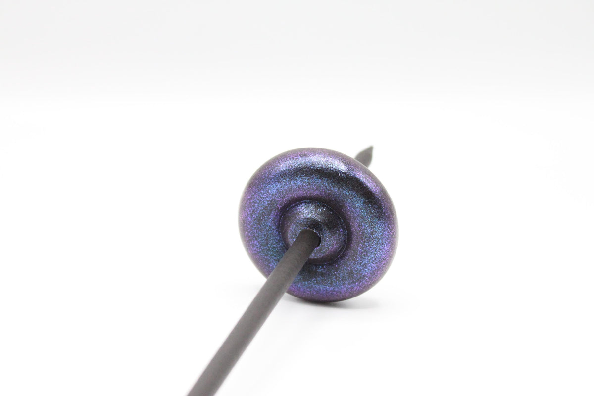 Beginner Learn To Spin Kit - Electric Night Midi Lace Weight Top or Bottom Drop Spindle - Red Violet Blue Shifting Colors - Purple