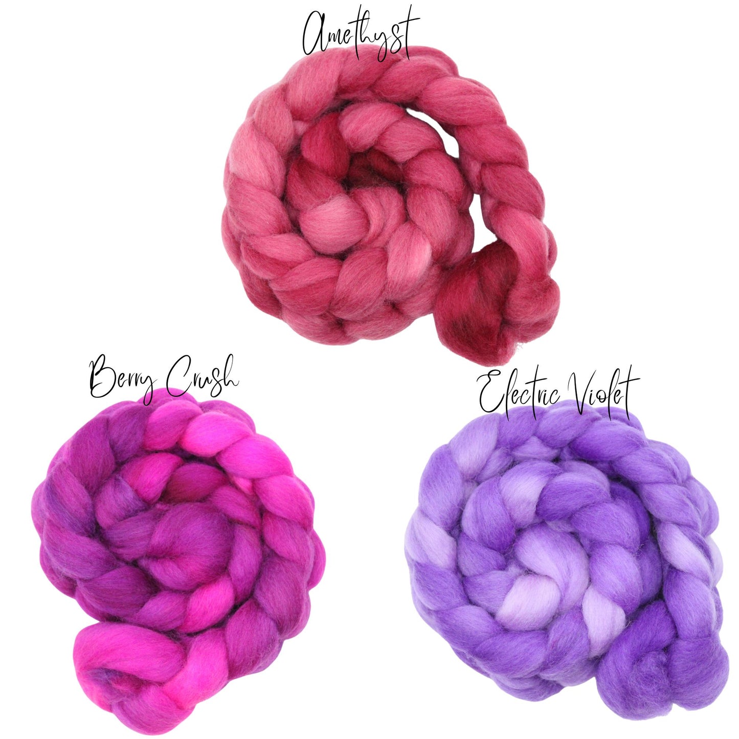 4 oz Falkland Roving - Jewel Tones - Solid Hand Dyed Falkland Wool - Spinning Fiber Felting
