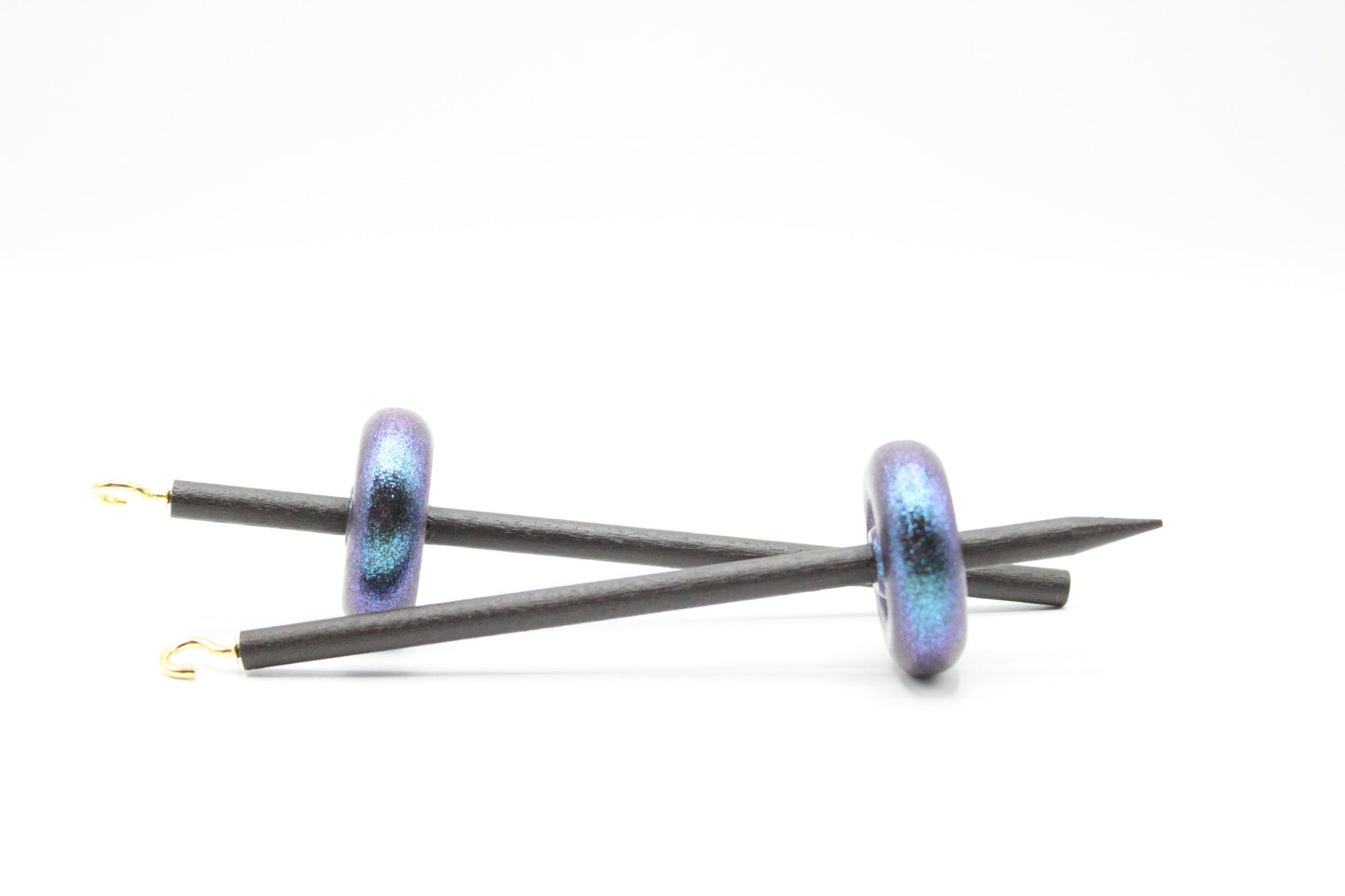 Complete Beginner Mermaid Drop Spindle Spinning Kit - Mini Size Pink - Top Whorl, Bottom Whorl, Supported, and Roving