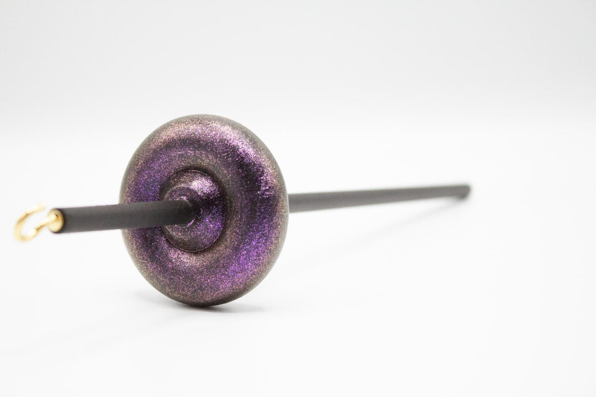 Beginner Learn To Spin Kit - Sunset Midi Lace Weight Top or Bottom Drop Spindle - Red Gold Violet Shifting Colors - Sapphire
