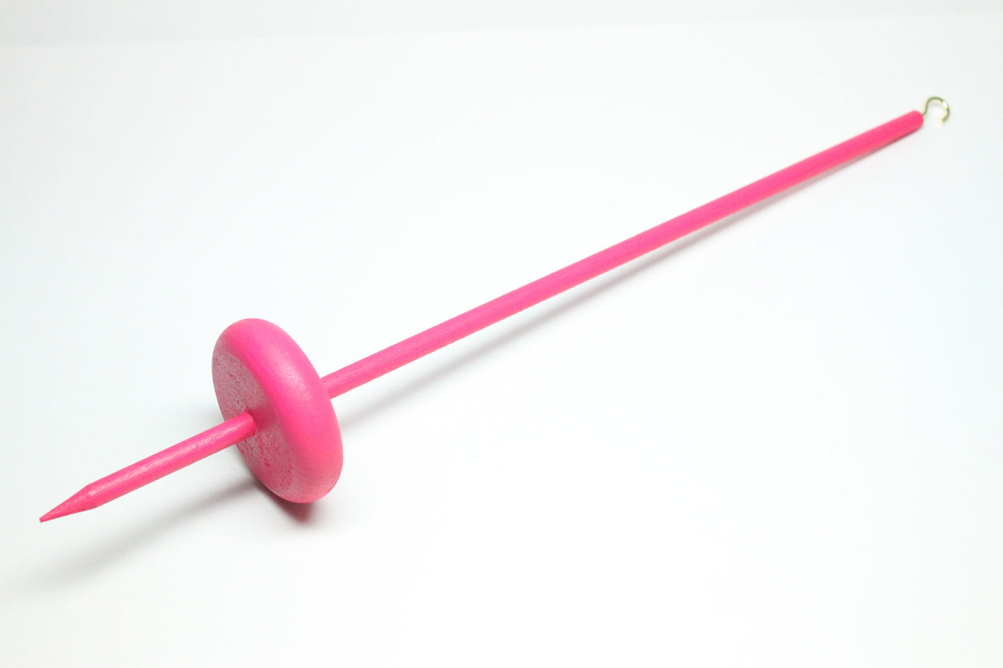 Hot Pink Supported Drop Spindle Spinning Set - Great For Beginners - Painted Bottom Whorl Spindle with Bowl