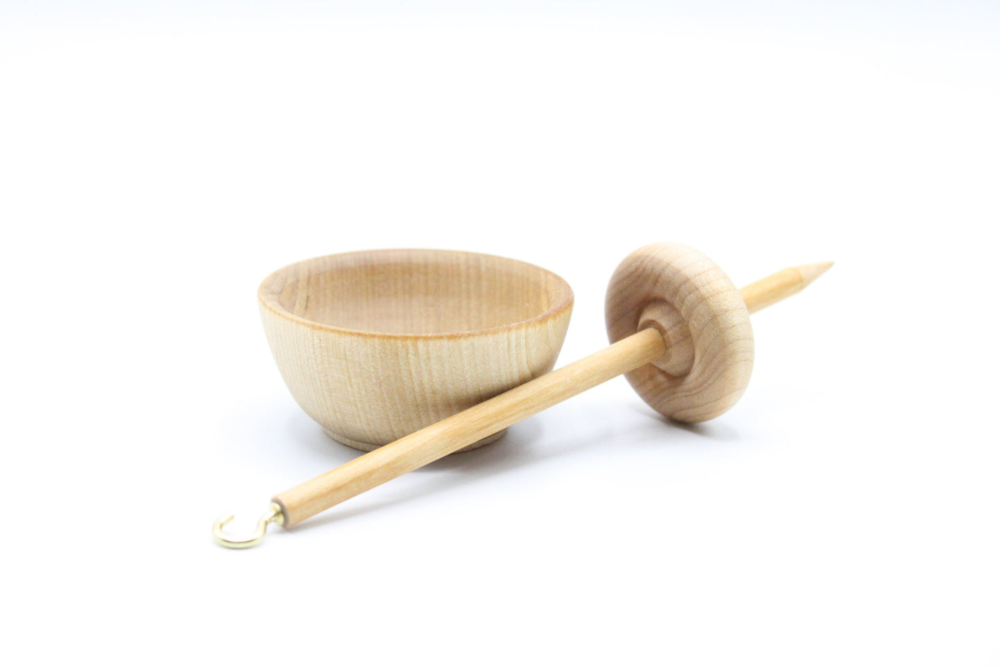 Complete Beginner Drop Spindle Spinning Kit - Mini Size Purple - Top Whorl, Bottom Whorl, Supported, and Roving