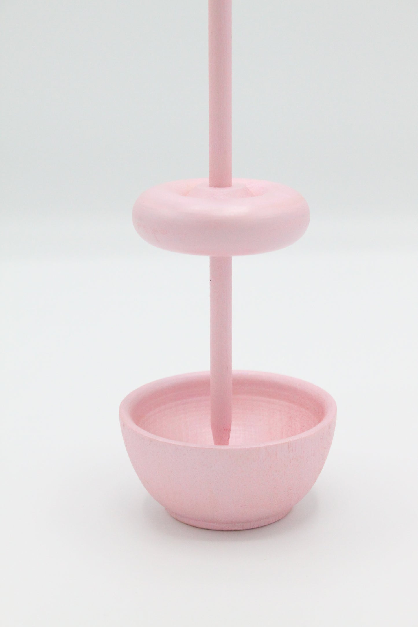 Complete Beginner Pastel Pink Drop Spindle Spinning Kit - Midi Size - Top Whorl, Bottom Whorl, Supported, and Roving