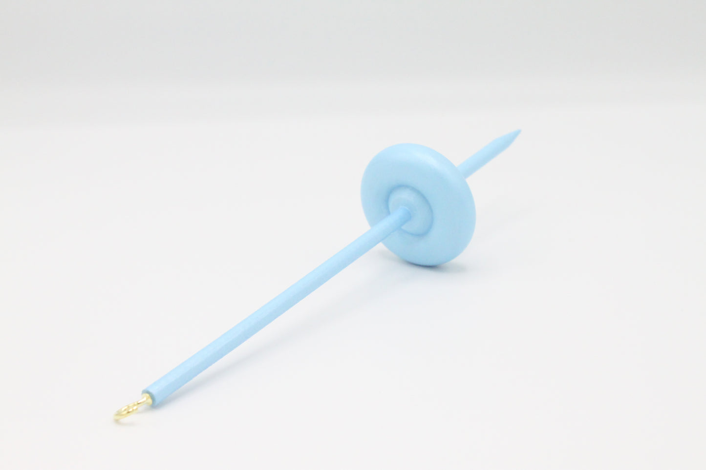 Complete Beginner Pastel Blue Drop Spindle Spinning Kit - Midi Size - Top Whorl, Bottom Whorl, Supported, and Roving