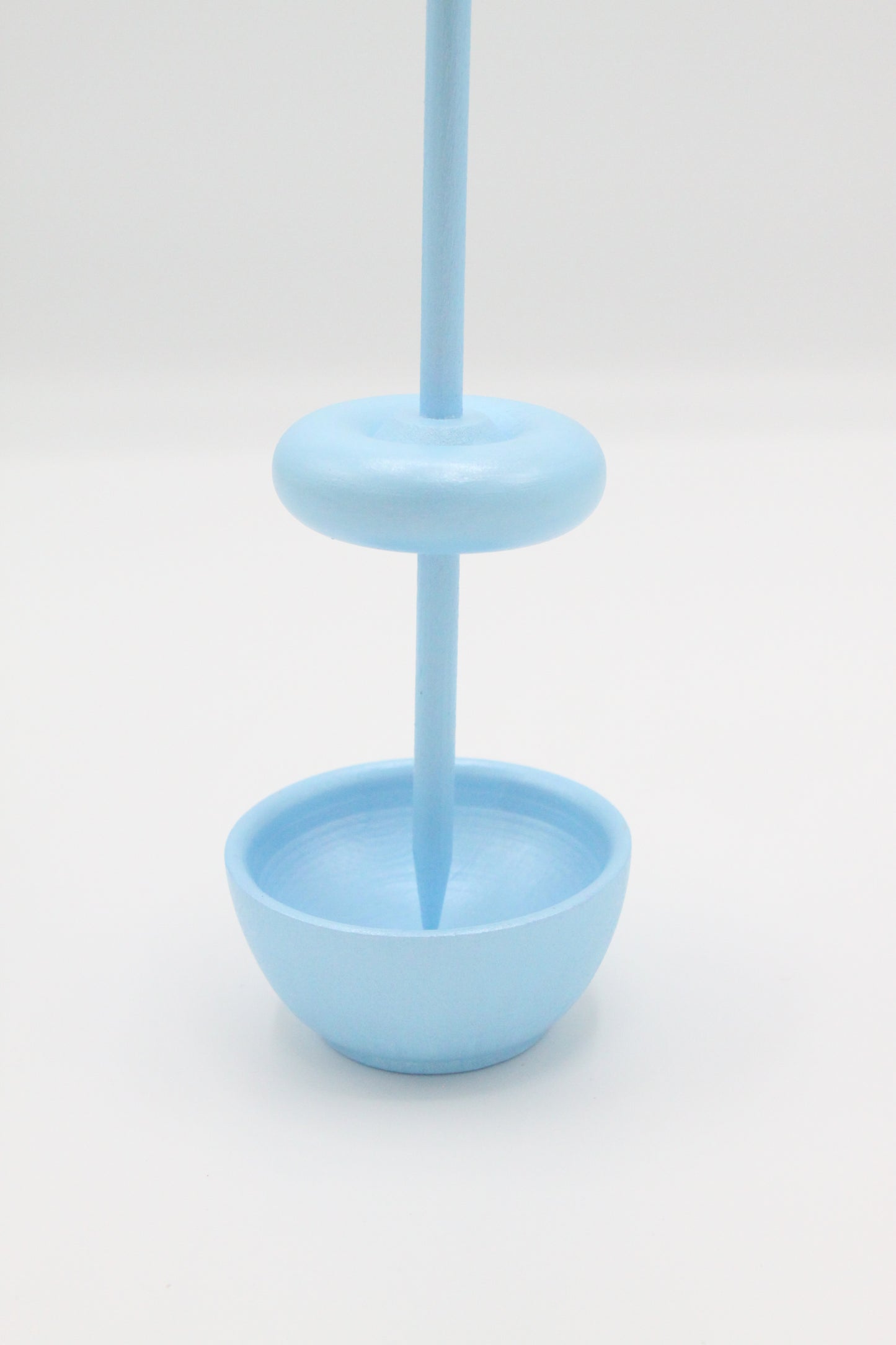 Complete Beginner Pastel Blue Drop Spindle Spinning Kit - Midi Size - Top Whorl, Bottom Whorl, Supported, and Roving