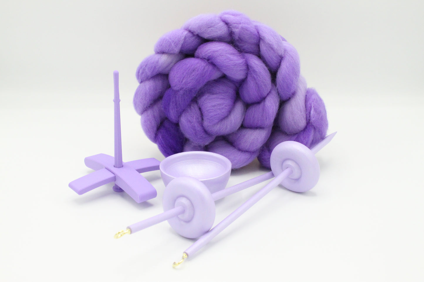 Ultimate Beginner Pastel Purple Drop Spindle Kit - Midi Size - Top Bottom Supported Turkish - Learn To Spin Kit