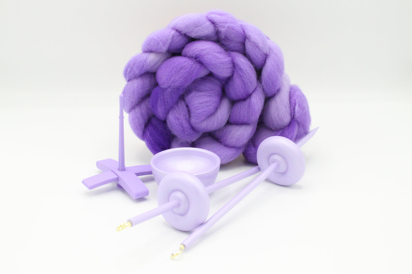 Ultimate Beginner Pastel Purple Drop Spindle Kit - Midi Size - Top Bottom Supported Turkish - Learn To Spin Kit