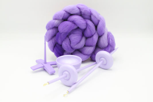 Ultimate Beginner Pastel Purple Drop Spindle Kit - Midi Size - Top Bottom Supported Turkish - Learn To Spin Kit