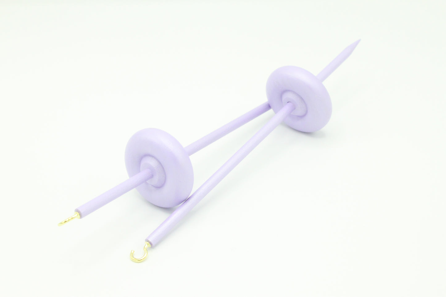 Complete Beginner Pastel Purple Drop Spindle Spinning Kit - Midi Size - Top Whorl, Bottom Whorl, Supported, and Roving
