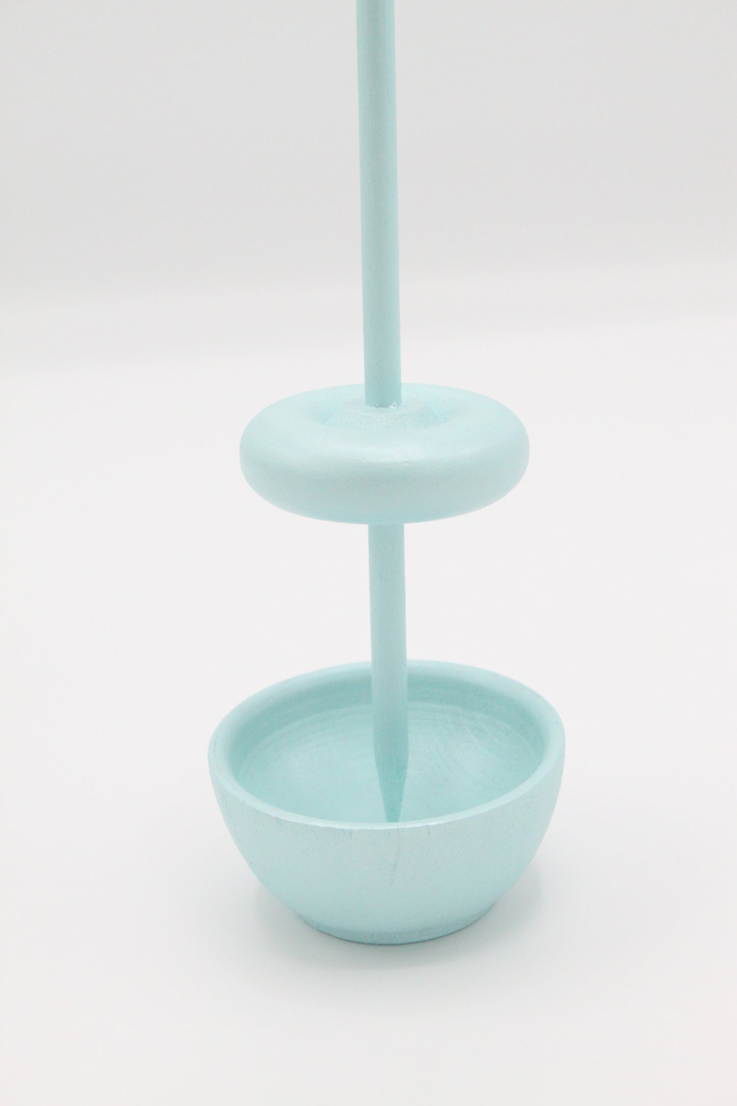 Complete Beginner Pastel Green Drop Spindle Spinning Kit - Midi Size - Top Whorl, Bottom Whorl, Supported, and Roving