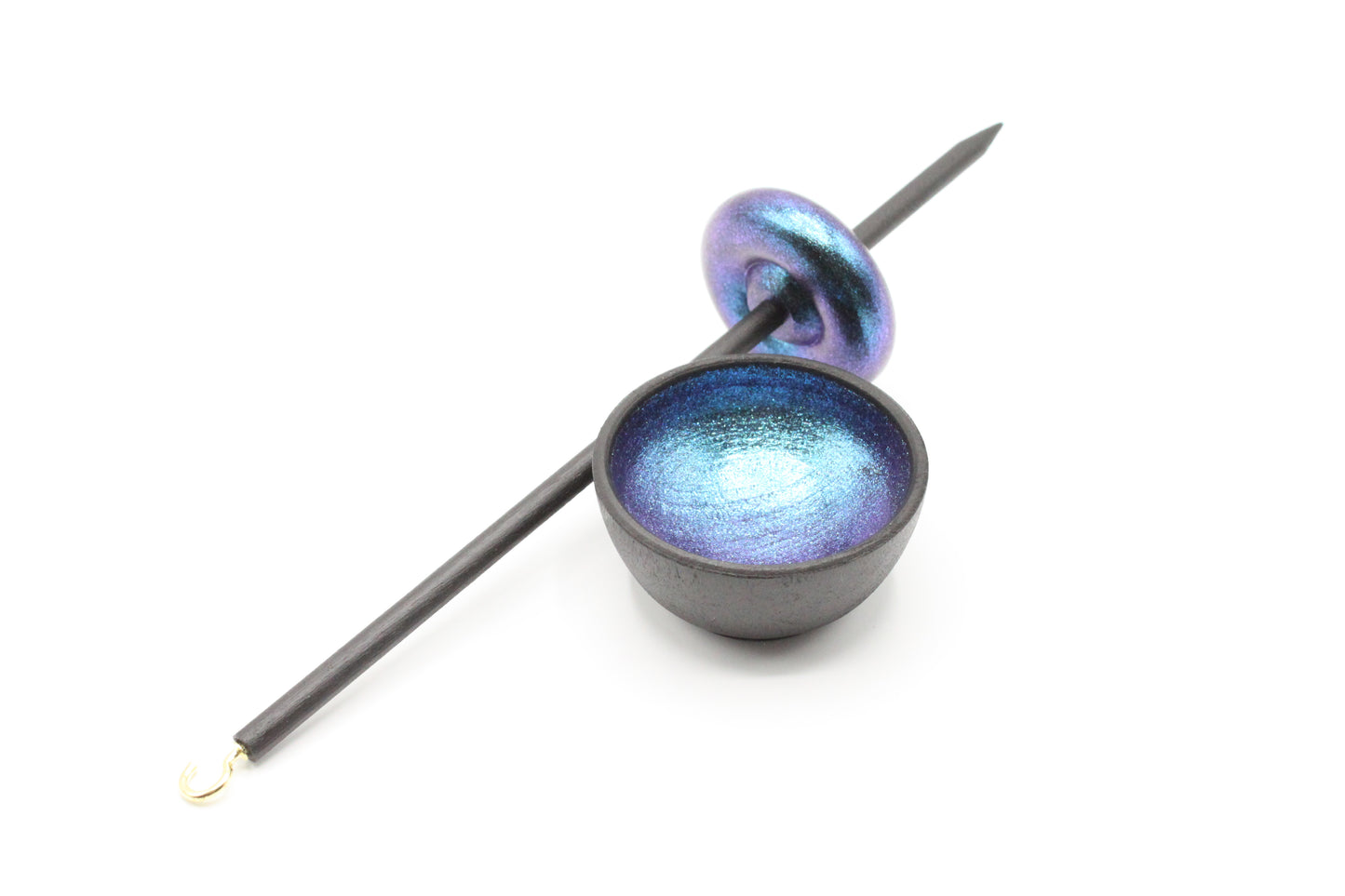 Ultimate Beginner Mermaid Drop Spindle Kit - Midi Size Blue - Top Bottom Supported Turkish - Learn To Spin Kit