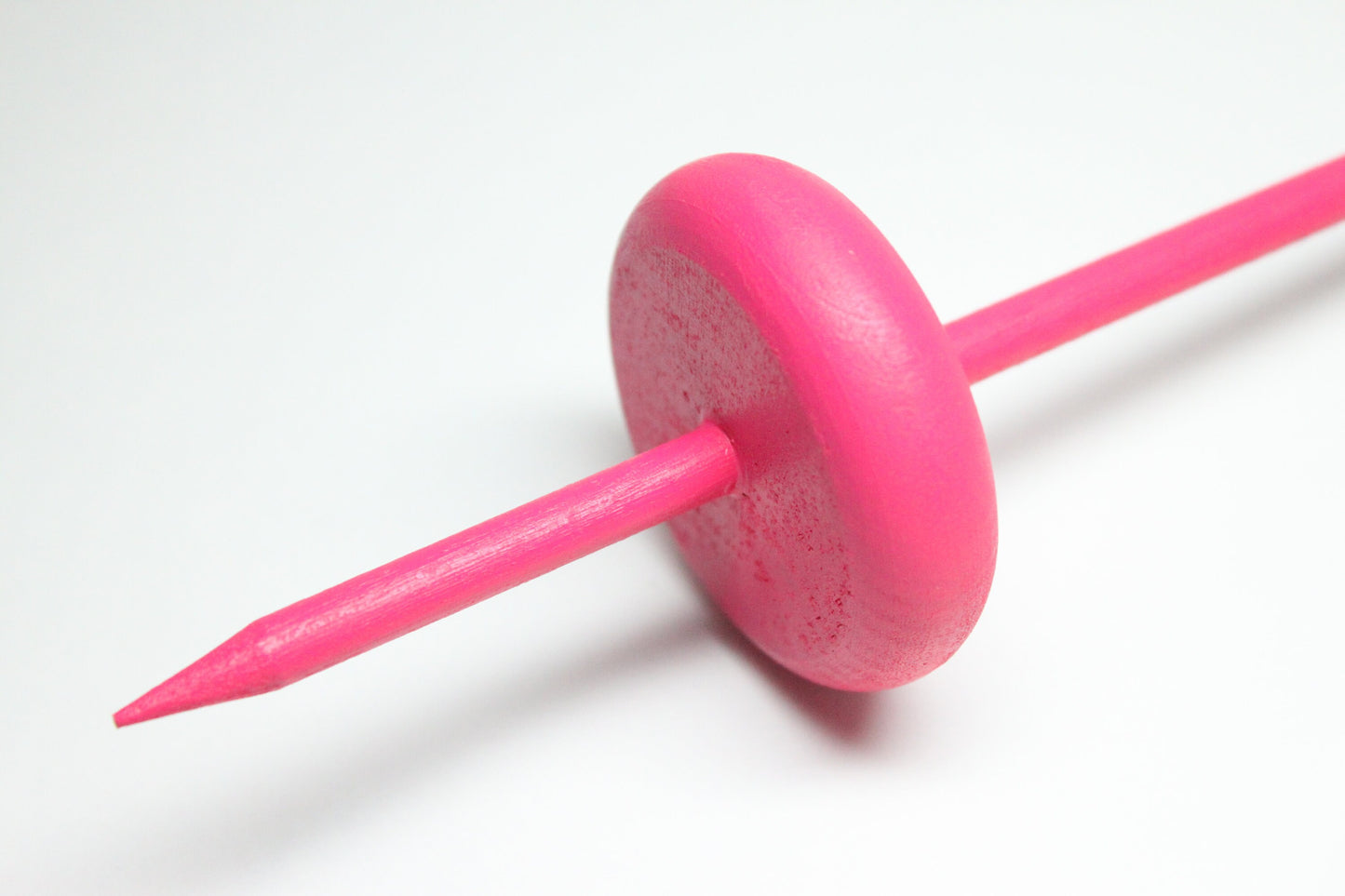 Hot Pink Supported Drop Spindle Spinning Set - Great For Beginners - Painted Bottom Whorl Spindle with Bowl