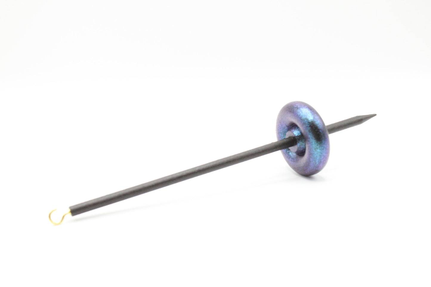 Complete Beginner Mermaid Drop Spindle Spinning Kit - Midi Size Purple - Top Whorl, Bottom Whorl, Supported, and Roving