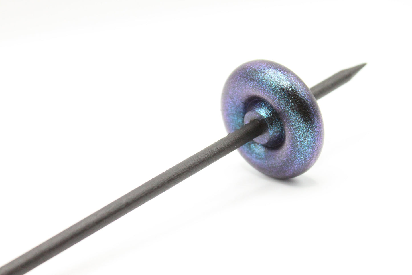 Complete Beginner Mermaid Drop Spindle Spinning Kit - Midi Size Purple - Top Whorl, Bottom Whorl, Supported, and Roving