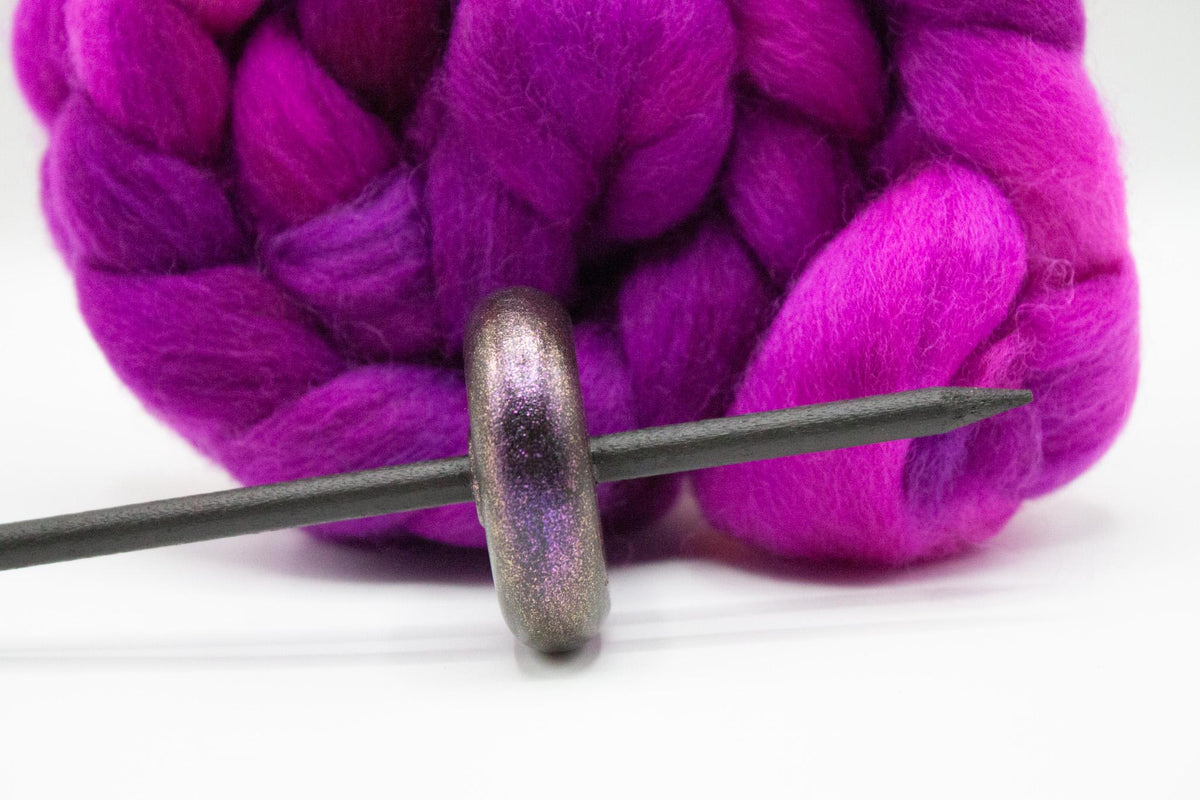Beginner Learn To Spin Kit - Sunset Midi Lace Weight Top or Bottom Drop Spindle - Red Violet Blue Shifting Colors - Berry Crush
