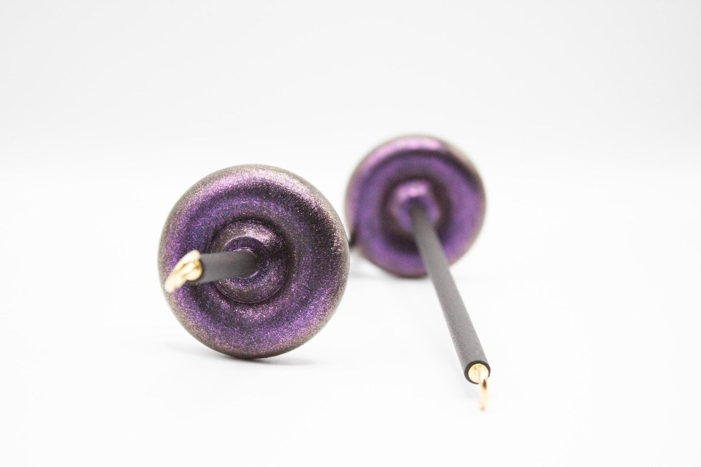 Complete Beginner Sunset Drop Spindle Spinning Kit - Midi Size Blue- Top Whorl, Bottom Whorl, Supported, and Roving