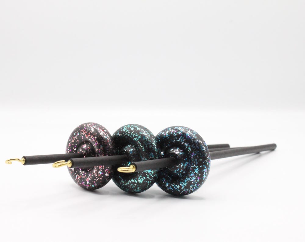 Galaxy Glitter Lace Weight Drop Spindle - Top or Bottom Whorl
