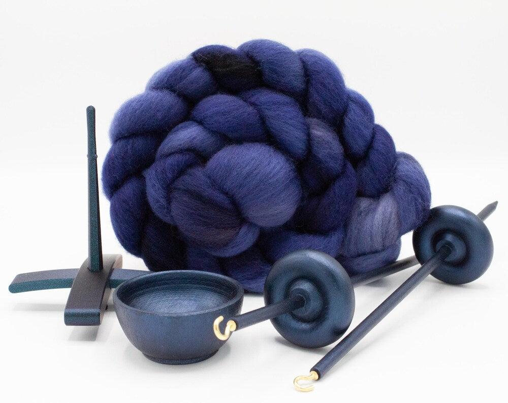 Ultimate Beginner Sea Serpent Drop Spindle Kit - Midi Size Navy