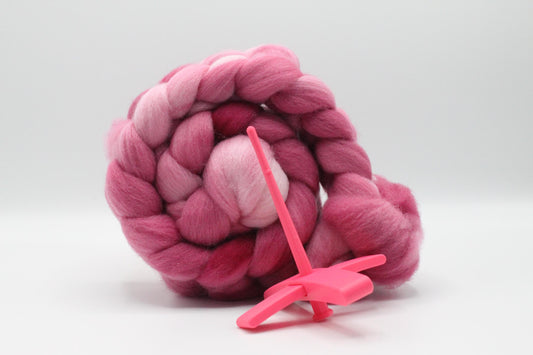 Beginner Turkish Spindle Kit - Amethyst Pink - Two Sizes To Choose From With 4 oz Falkland Roving