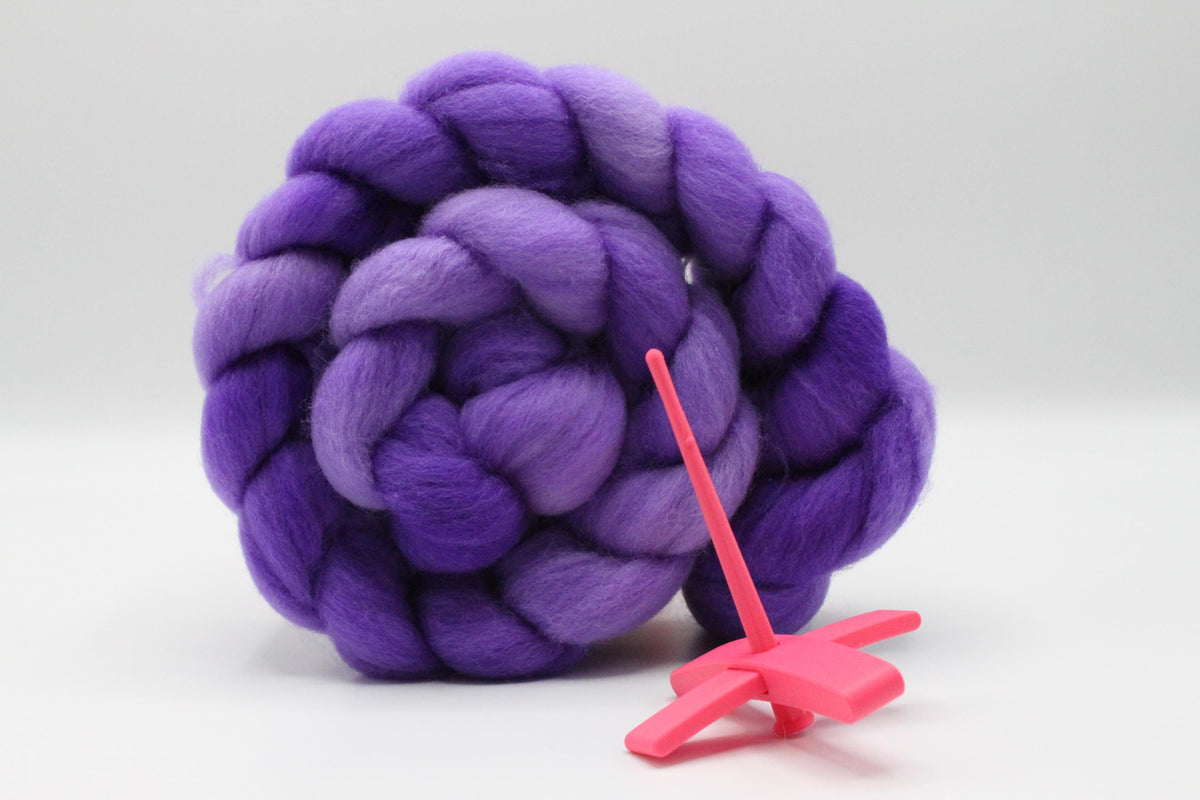 Beginner Turkish Spindle Kit - Purple Pink - Two Sizes To Choose From With 4 oz Falkland Roving