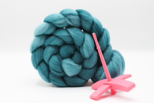 Beginner Turkish Spindle Kit - Teal Pink - Two Sizes To Choose From With 4 oz Falkland Roving