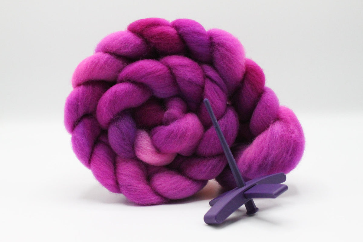 Beginner Turkish Spindle Kit - Berry Crush Purple - Two Sizes To Choose From With 4 oz Falkland Roving