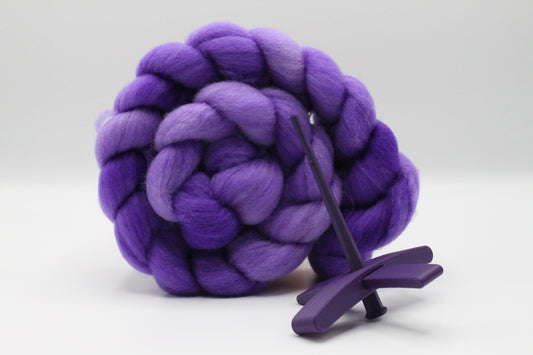Beginner Turkish Spindle Kit - Purple Pop Purple - Two Sizes To Choose From With 4 oz Falkland Roving