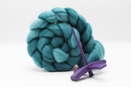 Beginner Turkish Spindle Kit - Teal Purple - Two Sizes To Choose From With 4 oz Falkland Roving