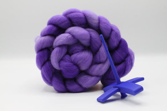 Beginner Turkish Spindle Kit - Purple Pop Blue - Two Sizes To Choose From With 4 oz Falkland Roving
