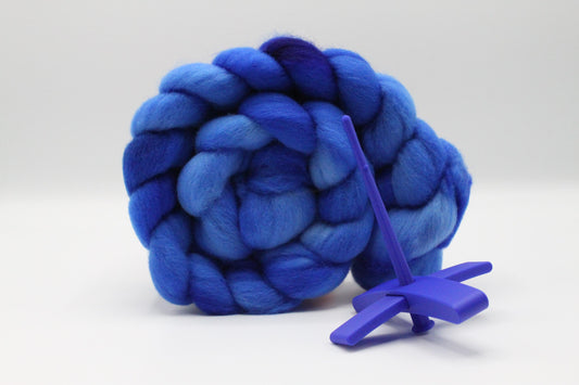 Beginner Turkish Spindle Kit - Sapphire Blue - Two Sizes To Choose From With 4 oz Falkland Roving