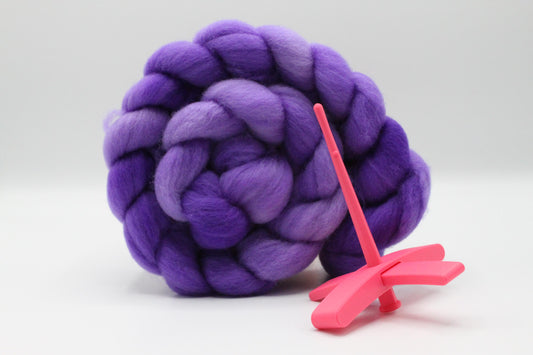 Beginner Turkish Spindle Kit - Purple Pink - Two Sizes To Choose From With 4 oz Falkland Roving