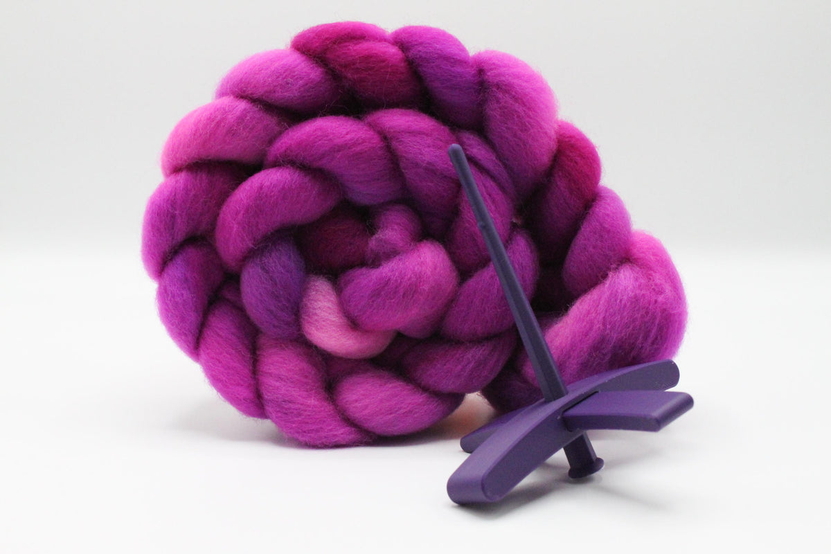 Beginner Turkish Spindle Kit - Berry Crush Purple - Two Sizes To Choose From With 4 oz Falkland Roving
