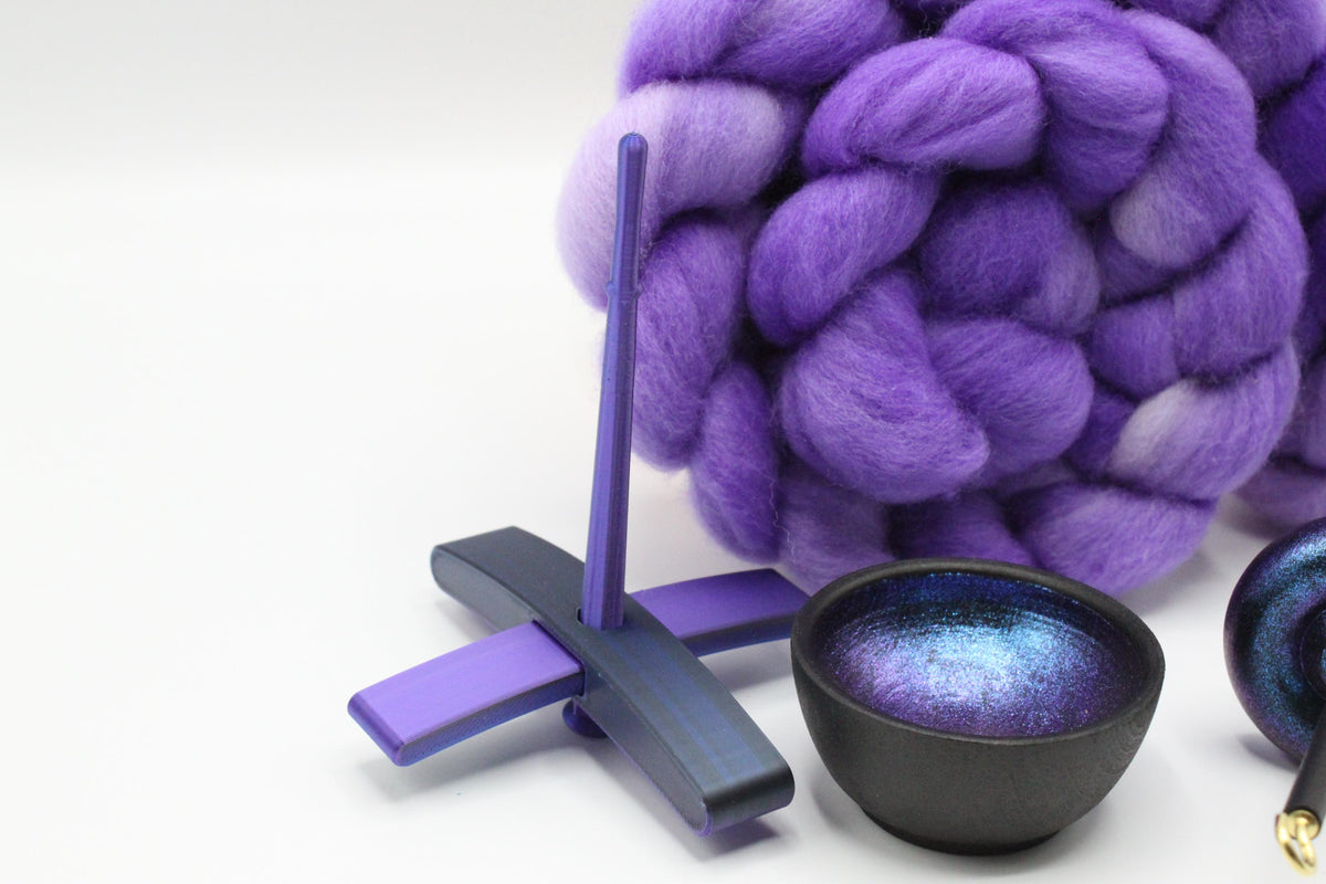 Ultimate Beginner Electric Night Drop Spindle Kit - Midi Size Purple- Top Bottom Supported Turkish - Learn To Spin Kit