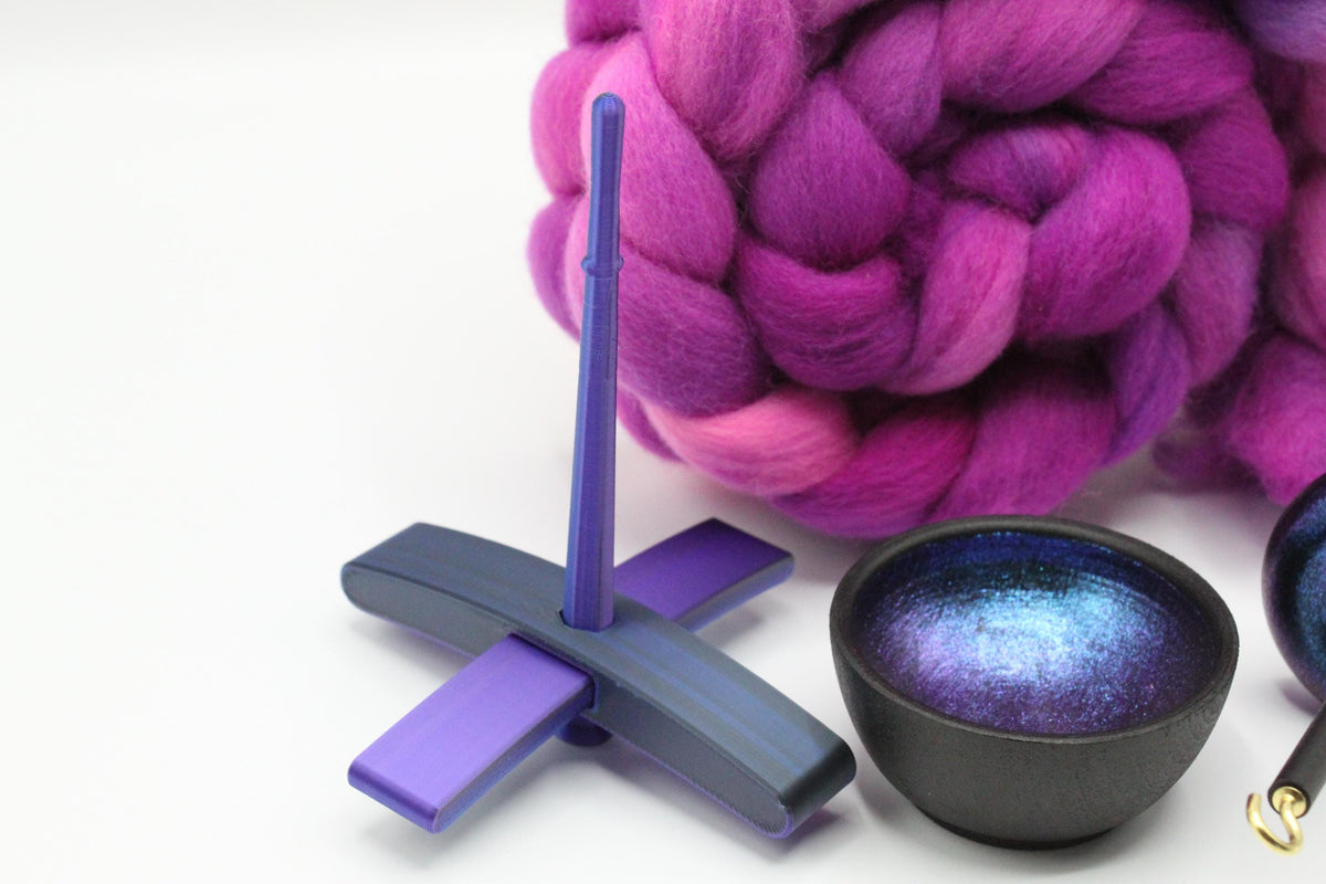 Ultimate Beginner Electric Night Drop Spindle Kit - Midi Size Berry Crush - Top Bottom Supported Turkish - Learn To Spin Kit