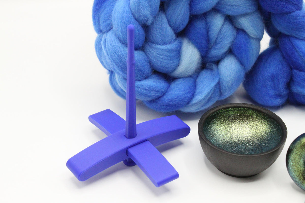 Ultimate Beginner Blue & Emerald Dragon Drop Spindle Kit - Midi Size Blue - Top Bottom Supported Turkish - Learn To Spin Kit