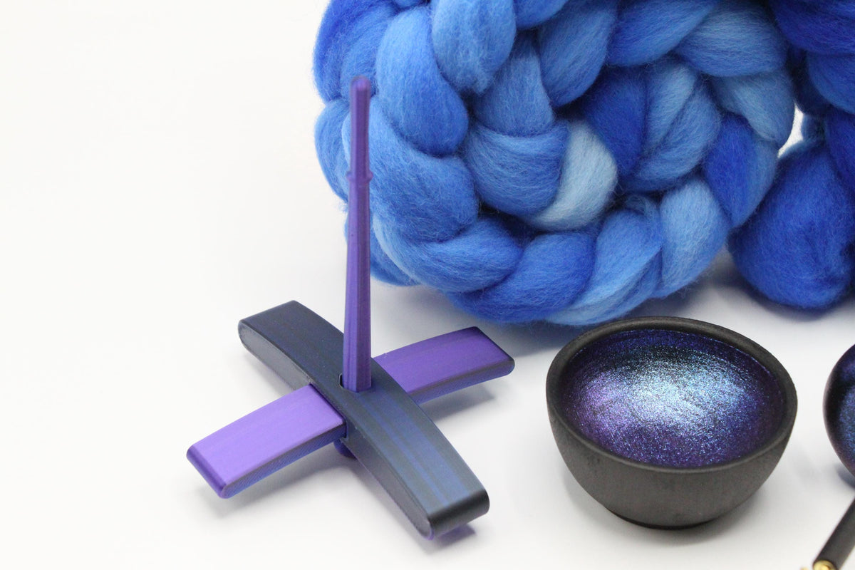 Ultimate Beginner Electric Night Drop Spindle Kit - Midi Size Blue - Top Bottom Supported Turkish - Learn To Spin Kit