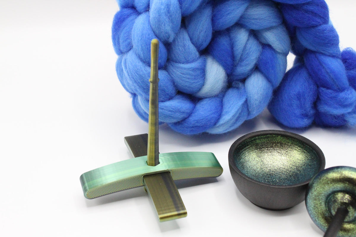 Ultimate Beginner Emerald Dragon Drop Spindle Kit - Midi Size Blue - Top Bottom Supported Turkish - Learn To Spin Kit