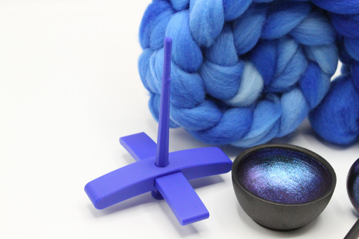 Ultimate Beginner Blue & Electric Night Drop Spindle Kit - Midi Size Blue - Top Bottom Supported Turkish - Learn To Spin Kit