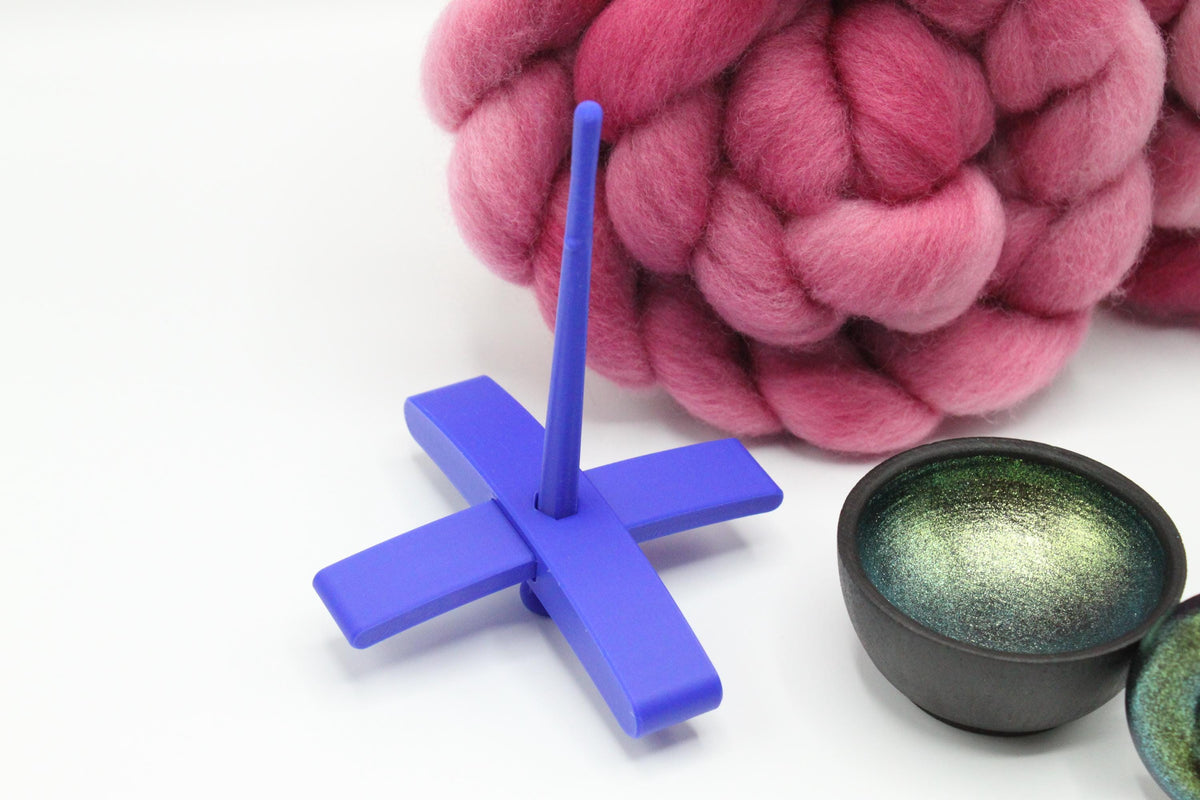Ultimate Beginner Blue & Emerald Dragon Drop Spindle Kit - Midi Size Pink - Top Bottom Supported Turkish - Learn To Spin Kit