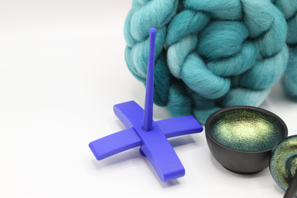 Ultimate Beginner Blue & Emerald Dragon Drop Spindle Kit - Midi Size Teal - Top Bottom Supported Turkish - Learn To Spin Kit